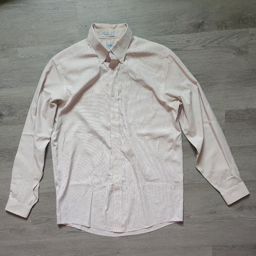 L.L. Bean Men's Plaid Long Sleeve Casual Button Down Shirt 100% Cotton 15 1/2 36